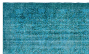 Turquoise Over Dyed Vintage Rug 5'7'' x 9'2'' ft 169 x 280 cm