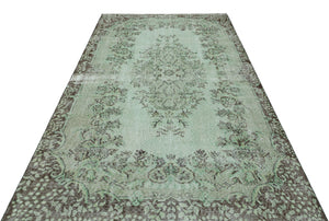 Green Over Dyed Vintage Rug 5'6'' x 9'7'' ft 167 x 292 cm