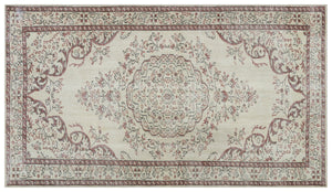 Beige Over Dyed Vintage Rug 5'4'' x 9'4'' ft 163 x 284 cm