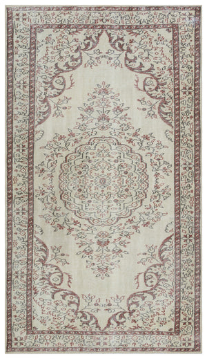 Beige Over Dyed Vintage Rug 5'4'' x 9'4'' ft 163 x 284 cm