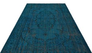 Turquoise Over Dyed Vintage Rug 6'0'' x 8'4'' ft 183 x 255 cm