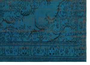 Turquoise Over Dyed Vintage Rug 6'0'' x 8'4'' ft 183 x 255 cm
