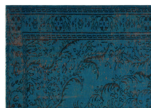Turquoise Over Dyed Vintage Rug 6'0'' x 8'4'' ft 183 x 255 cm