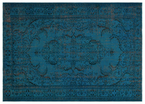 Turquoise Over Dyed Vintage Rug 6'0'' x 8'4'' ft 183 x 255 cm
