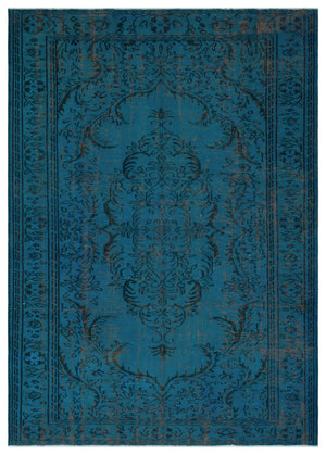 Turquoise Over Dyed Vintage Rug 6'0'' x 8'4'' ft 183 x 255 cm
