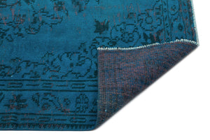 Blue Over Dyed Vintage Rug 4'11'' x 9'7'' ft 150 x 291 cm