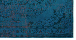 Blue Over Dyed Vintage Rug 4'11'' x 9'7'' ft 150 x 291 cm