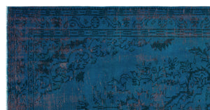 Blue Over Dyed Vintage Rug 4'11'' x 9'7'' ft 150 x 291 cm