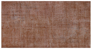 Brown Over Dyed Vintage Rug 3'8'' x 6'11'' ft 113 x 210 cm