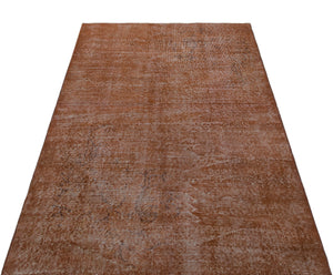 Brown Over Dyed Vintage Rug 3'8'' x 6'11'' ft 113 x 210 cm