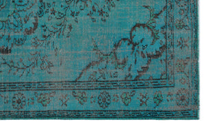 Turquoise Over Dyed Vintage Rug 5'5'' x 9'0'' ft 164 x 275 cm