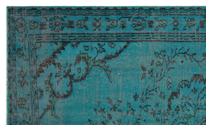 Turquoise Over Dyed Vintage Rug 5'5'' x 9'0'' ft 164 x 275 cm
