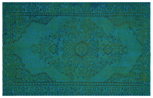 Turquoise Over Dyed Vintage Rug 6'5'' x 9'11'' ft 195 x 301 cm