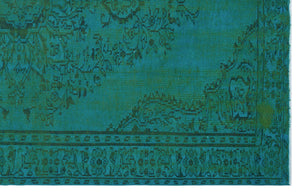Turquoise Over Dyed Vintage Rug 6'5'' x 9'11'' ft 195 x 301 cm