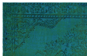 Turquoise Over Dyed Vintage Rug 6'5'' x 9'11'' ft 195 x 301 cm