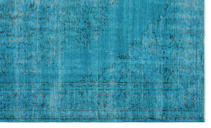 Turquoise Over Dyed Vintage Rug 6'1'' x 10'3'' ft 185 x 313 cm