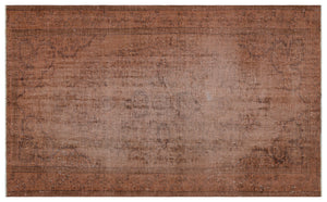 Brown Over Dyed Vintage Rug 5'2'' x 8'8'' ft 158 x 264 cm