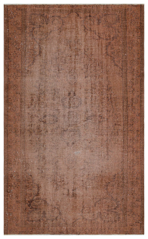 Brown Over Dyed Vintage Rug 5'2'' x 8'8'' ft 158 x 264 cm