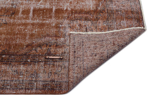 Brown Over Dyed Vintage Rug 5'2'' x 9'3'' ft 158 x 282 cm