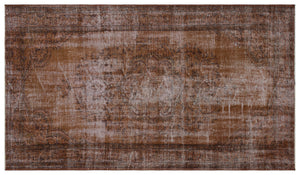 Brown Over Dyed Vintage Rug 5'2'' x 9'3'' ft 158 x 282 cm