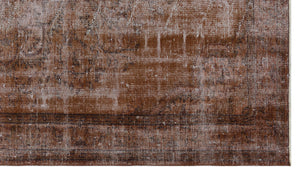 Brown Over Dyed Vintage Rug 5'2'' x 9'3'' ft 158 x 282 cm