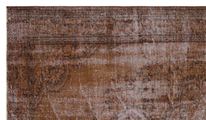 Brown Over Dyed Vintage Rug 5'2'' x 9'3'' ft 158 x 282 cm