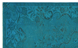 Turquoise Over Dyed Vintage Rug 5'8'' x 9'2'' ft 172 x 280 cm