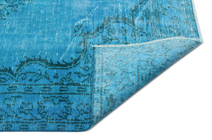 Turquoise Over Dyed Vintage Rug 5'10'' x 9'2'' ft 177 x 280 cm