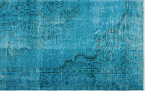 Turquoise Over Dyed Vintage Rug 5'10'' x 9'2'' ft 177 x 280 cm