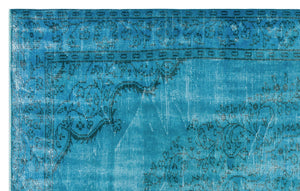 Turquoise Over Dyed Vintage Rug 5'10'' x 9'2'' ft 177 x 280 cm