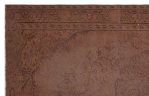 Brown Over Dyed Vintage Rug 5'7'' x 8'8'' ft 169 x 264 cm