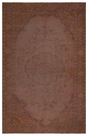 Brown Over Dyed Vintage Rug 5'7'' x 8'8'' ft 169 x 264 cm