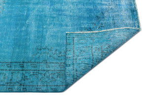 Turquoise Over Dyed Vintage Rug 4'10'' x 8'0'' ft 147 x 245 cm