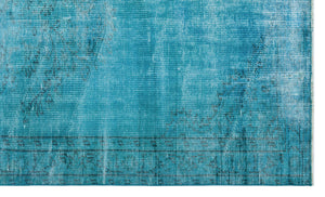 Turquoise Over Dyed Vintage Rug 4'10'' x 8'0'' ft 147 x 245 cm