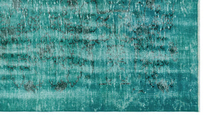 Turquoise Over Dyed Vintage Rug 3'12'' x 6'11'' ft 121 x 210 cm