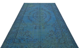 Blue Over Dyed Vintage Rug 5'11'' x 9'7'' ft 181 x 293 cm