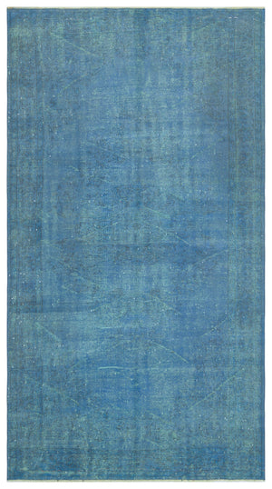 Blue Over Dyed Vintage Rug 4'10'' x 9'1'' ft 147 x 278 cm