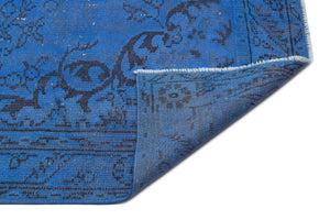 Blue Over Dyed Vintage Rug 5'4'' x 9'2'' ft 163 x 279 cm