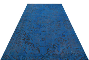 Blue Over Dyed Vintage Rug 5'4'' x 9'2'' ft 163 x 279 cm