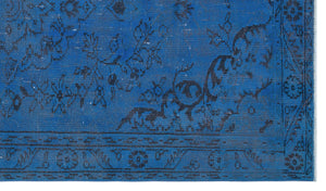 Blue Over Dyed Vintage Rug 5'4'' x 9'2'' ft 163 x 279 cm
