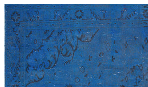 Blue Over Dyed Vintage Rug 5'4'' x 9'2'' ft 163 x 279 cm