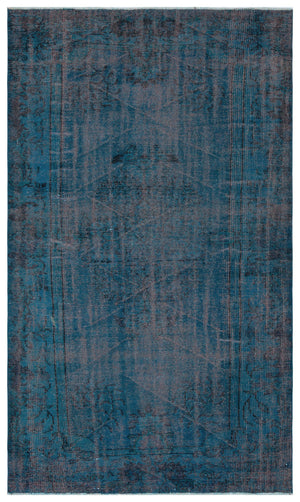 Blue Over Dyed Vintage Rug 5'3'' x 9'1'' ft 161 x 277 cm