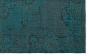 Green Over Dyed Vintage Rug 5'2'' x 8'8'' ft 157 x 263 cm