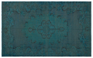 Green Over Dyed Vintage Rug 5'2'' x 8'8'' ft 157 x 263 cm