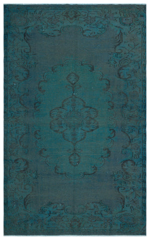 Green Over Dyed Vintage Rug 5'2'' x 8'8'' ft 157 x 263 cm