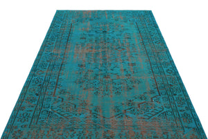 Gray Over Dyed Vintage Rug 4'12'' x 7'6'' ft 152 x 228 cm