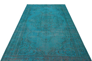 Turquoise Over Dyed Vintage Rug 5'6'' x 8'10'' ft 167 x 268 cm