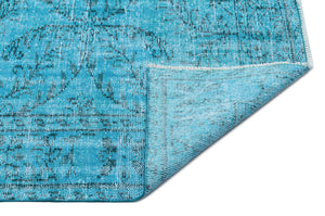 Turquoise Over Dyed Vintage Rug 6'0'' x 9'6'' ft 183 x 290 cm