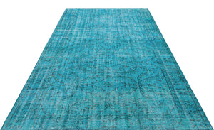 Turquoise Over Dyed Vintage Rug 6'0'' x 9'6'' ft 183 x 290 cm