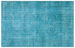 Turquoise Over Dyed Vintage Rug 6'0'' x 9'6'' ft 183 x 290 cm